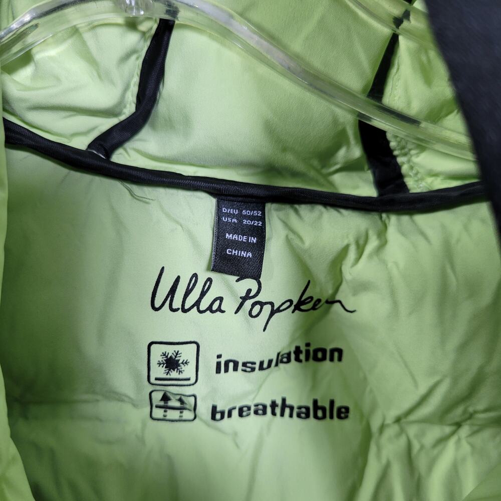 Ulla Popken Women's Hooded Neon Green Puffer Vest Size 20-22 3226-1Clo3 - Picture 3 of 8